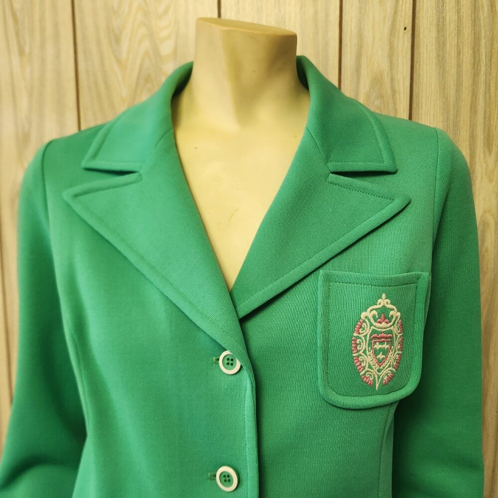 vintage 1970s jacket M green polyester Dalton women's blazer